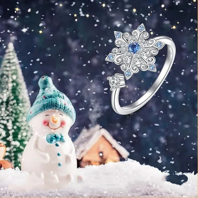 Snowflake Rotating Adjustive Rings Women's Light Luxury High-end Finger Ring for Christmas Party Wedding Accessories Wholesale