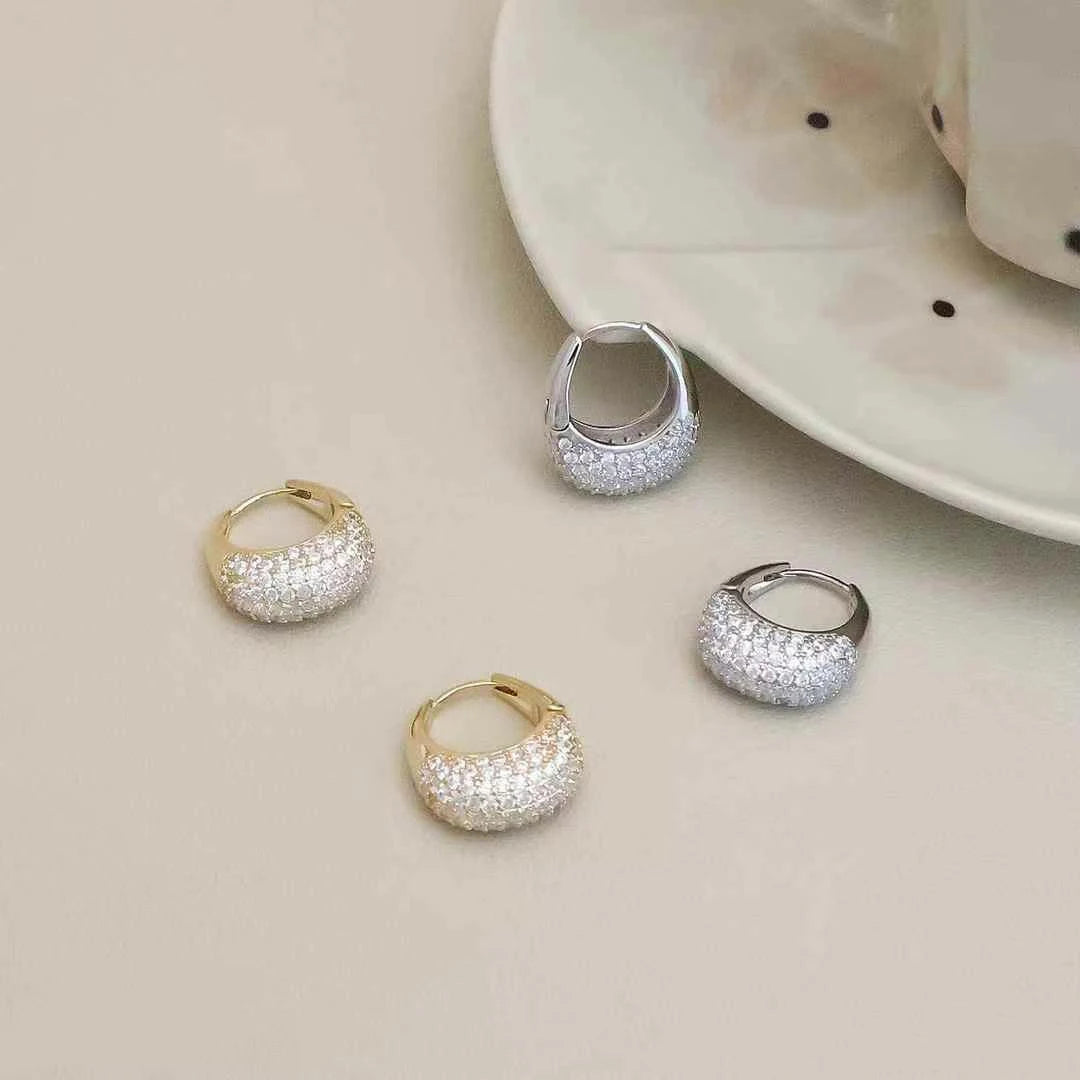 Female Rhinestone Decorative Mini Clip-on Hoop Earring Fashion Elegant Glitter Dainty Affordable Bulk Causal Jewelry Accessories