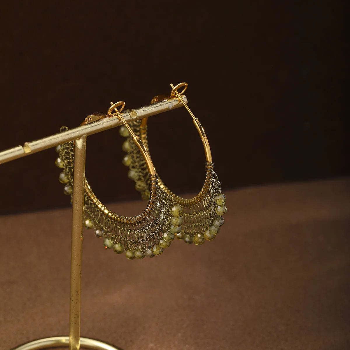 Female Vintage Elegant Zircon Natural Stone Copper Wire Hoop Earring Mixed Order Accepted in Stock Jewelry for Women Party Use