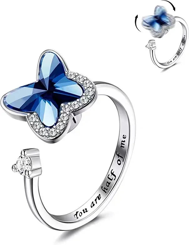 Best-selling Sunflower Rotating Rings Women's Zircon Engraving Adjustable Stress Relief Daisy Rings Fashion Jewelry Accessories