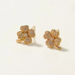 Sweet Trendy Fashion Stylish Rhinestone Heart Shaped Glitter Stud Earrings for Girls Elegant Jewelry for Women Accessories
