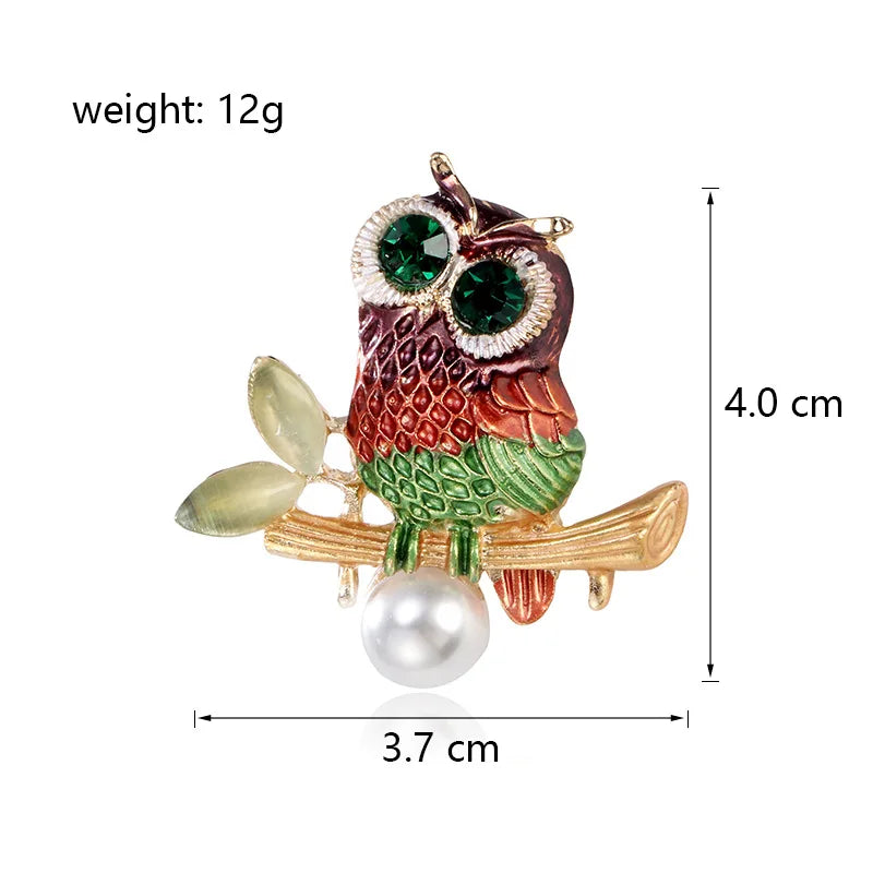Fashion Glitter Sparking Luxury Rhinestone Birds Owl Brooches for Girls Sweet Pins Jewelry for Women Ladies Accessories Hot Sale