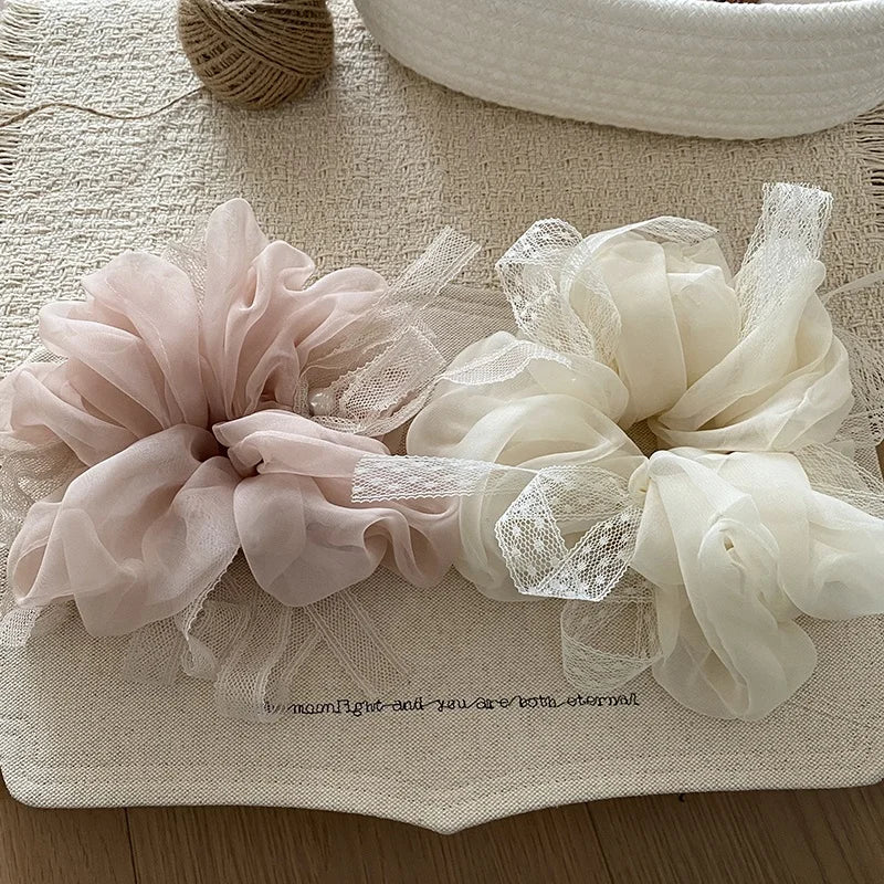 Fashion Elegant Ribbon Sweet Scrunchies for Girls Trendy French Style Hair Ties for Women Ladies Hair Accessories in Stock