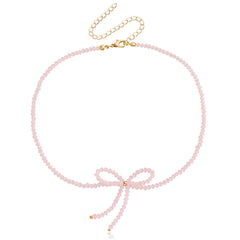 Fashion Sweet Cute Bowknot Beads Necklaces for Girls Trendy Kawaii Glamorous Jewelry for Women Ladies Accessories Wholesale