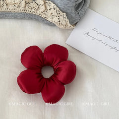 Sweet Cute Flower Shaped Fashion Scrunchies for Girls Chic Solid Color Classic Hair Ties for Women Ladies Hair Accessories