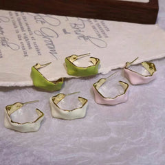 Sweet Solid Color Fashion Simple Minimalistic Hoop Earrings for Girls Charms Trendy Jewelry for Women Ladies Accessories Chic