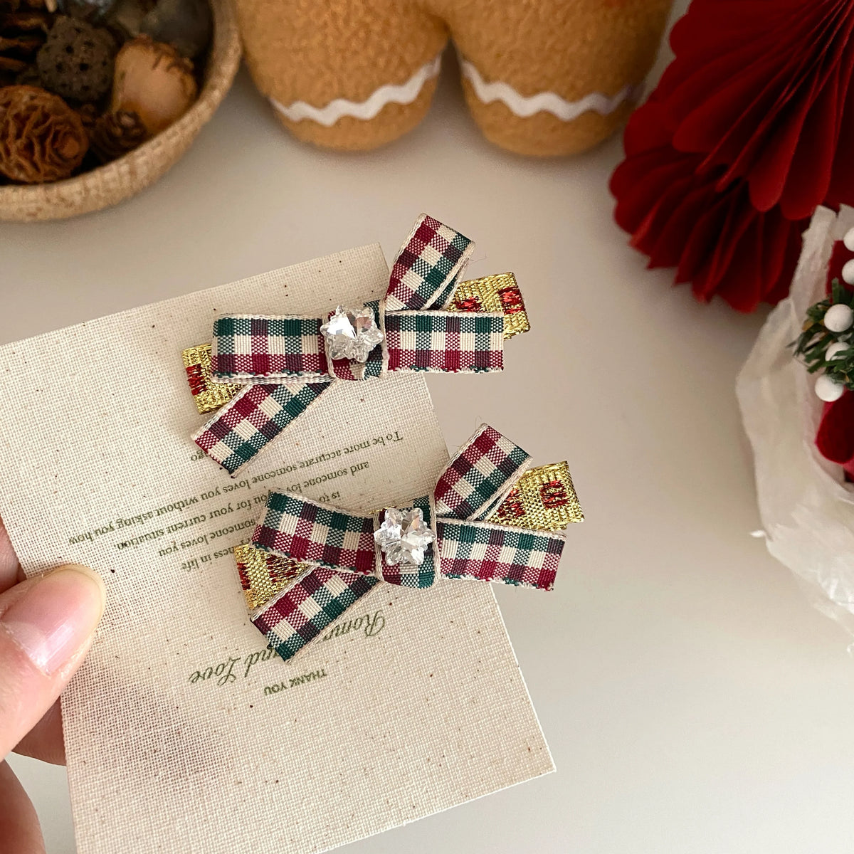 2025 Christmas Bowknot Plaid Hair Clips for Baby Girls Fashion Sweet Cute Classic Alligators for Kids Children Hair Accessories