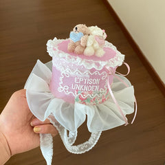 Girly Aesthetic Bear Bowknot Lace Alligator Clips Sweet Cute Princess Style in Stock Hairpins Accessories for Children Kid Daily