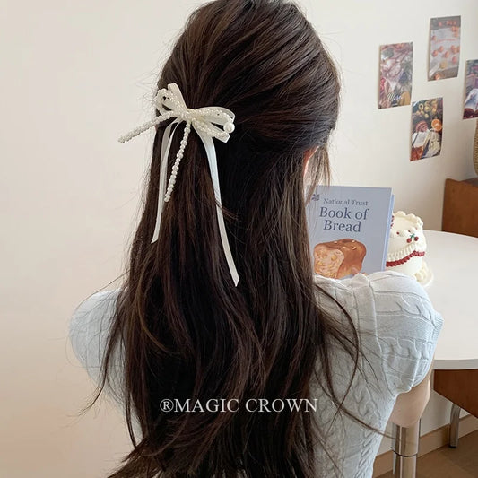 Elegant Princess Style Bowknot Hair Clips and Barrettes Stunning Graceful Ribbon Accessories for Women and Girls for Parties