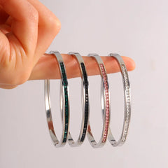 Fashionable Colorful Micro-Zircon Bracelet Glitter Stainless Steel Non-fading High-end Dainty Women's Jewelry Accessories Bulk