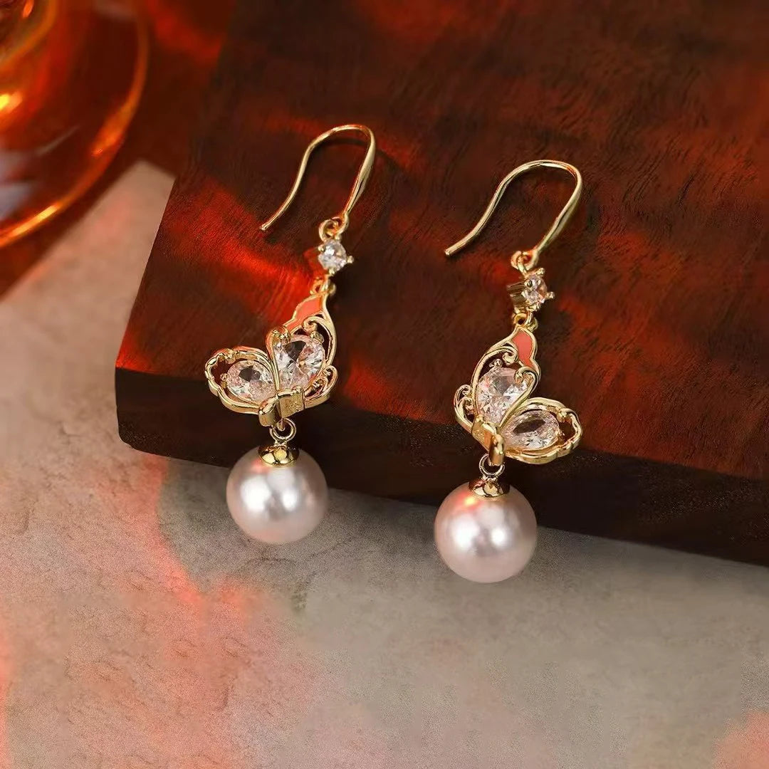 Luxury Vintage Art Deco Elegant Drop Earrings for Girls Classic Adorable Flower Floral Jewellry for Women Ladies Accessories