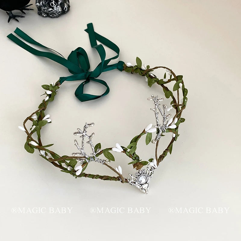 Vine Crystal Crown for Kids Queen Headband Rhinestones Elegant Princess Tiara Child Party Hair Accessories Royal Birthday Gift