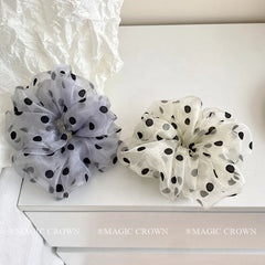 Hot Sale Women French Vintage Dots Chic Hair Ties Graceful Handmade Large in Stock Scrunchies for Ladies Office Use Accessories