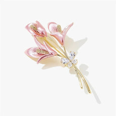 Fashion Elegant Lily Flowers Sweet Trendy Brooches for Girls Stylish Glamorous Cute Pins Accessories for Women Ladies Accessory