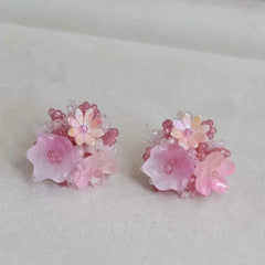 Sweet Fashion Flower Floral Stud Earrings for Girls Cute Trendy Glamorous Jewelry for Women Ladies Accessories Chinese Supplier