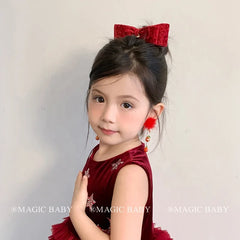 Solid Color Classic Bowknot Hair Clips for Baby Girls Cute Kawaii Velvet Alligators for Kids Children Hair Accessories in Stock