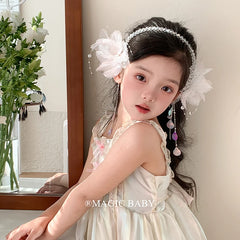 Girly Aesthetic Butterfly Beads Glitter Solid Color Headbands Fashion Sweet Elegant in Stock Hairbands Accessories for Kids Prom