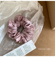 Elegant Solid Color Fabric Scrunchies Graceful Handmade Vintage Style Hair Ties for Women High Elastic Large Daily Use Accessory
