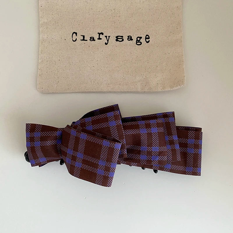 Fashion Elegant Graceful Bowknot Hair Clips for Girls French Style Plaid Banana Clips for Women Ladies Hair Accessories in Stock