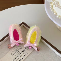 Cute Sweet Rabbit Ear Hair Clips for Baby Girls Colorful Kawaii Fashion Trendy Alligators for Women Ladies Hair Accessories