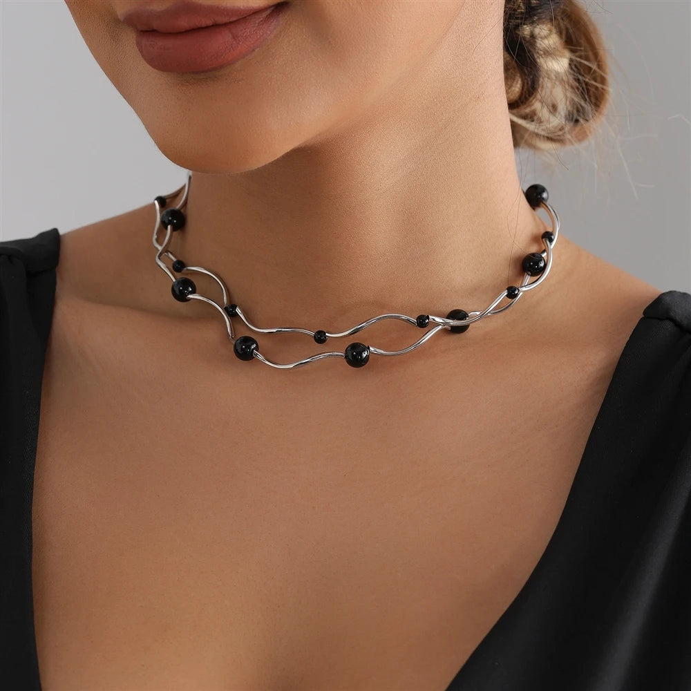 Fashion Beads Mental Simple Minimalistic Necklaces for Girls Choker Charms Fine Jewelry for Women Ladies Accessories Wholesale