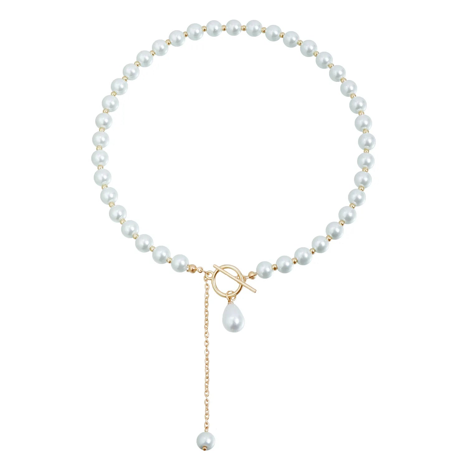Fashion Elegant French Style Imitation Pearl Necklaces for Girls Sweet Glamorous Charms Jewelry for Women Ladies Accessories