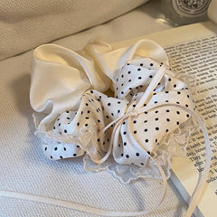 Hot Sale Dots Tulle Bowknot Medium Decorative Scrunchies Graceful Trendy Customized in Stock Hair Ties Accessories for Women