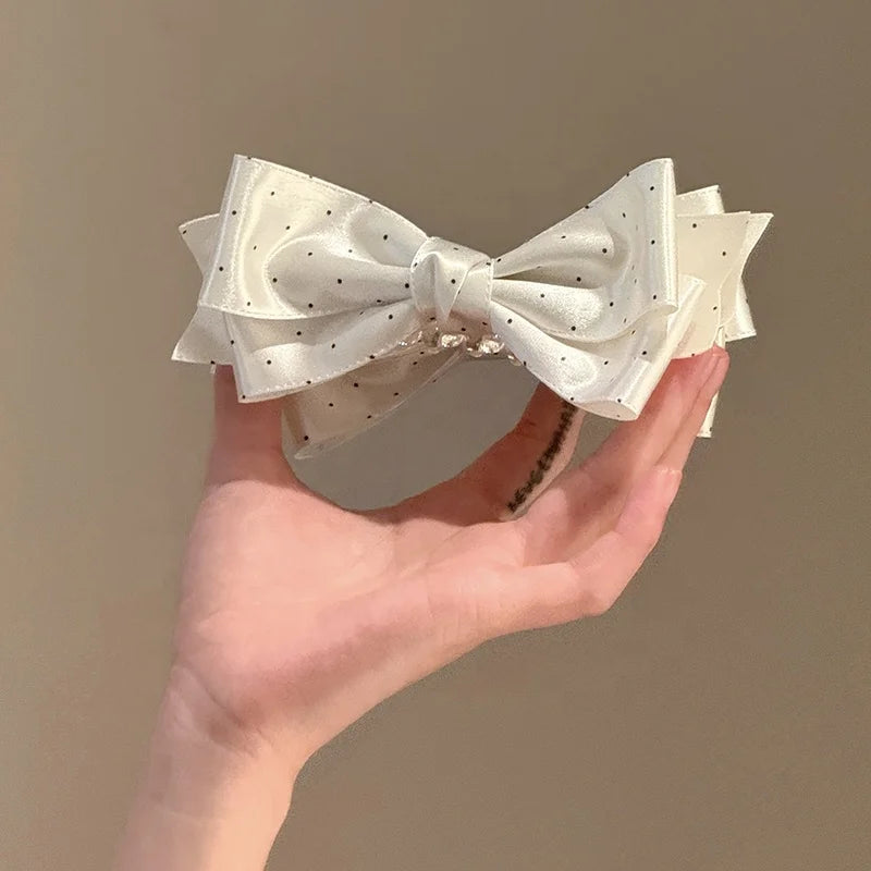 Fashion Princess Style Bowknot Polka Dot Hair Clips for Girls Sweet Trendy Banana Clips for Women Ladies Hair Accessories Chic