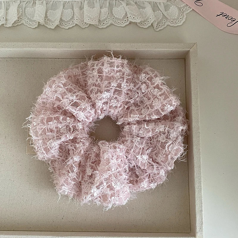 Female Autumn Winter Hot Sale Solid Color Thick Thin Hair Large Scrunchies Fashion Sweet Elegant in Stock Hair Ties Accessory