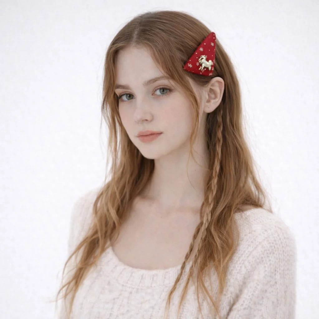 Fashion Sweet Trendy New Year Horse Chinese Hair Clips for Girls Glitter Elegant Snap Clips for Women Ladies Hair Accessories