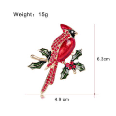 Fashion Red Birds Sweet Elegant Animals Brooches for Girls Glamorous Charms Pins Jewelry for Women Ladies Accessories Wholesale