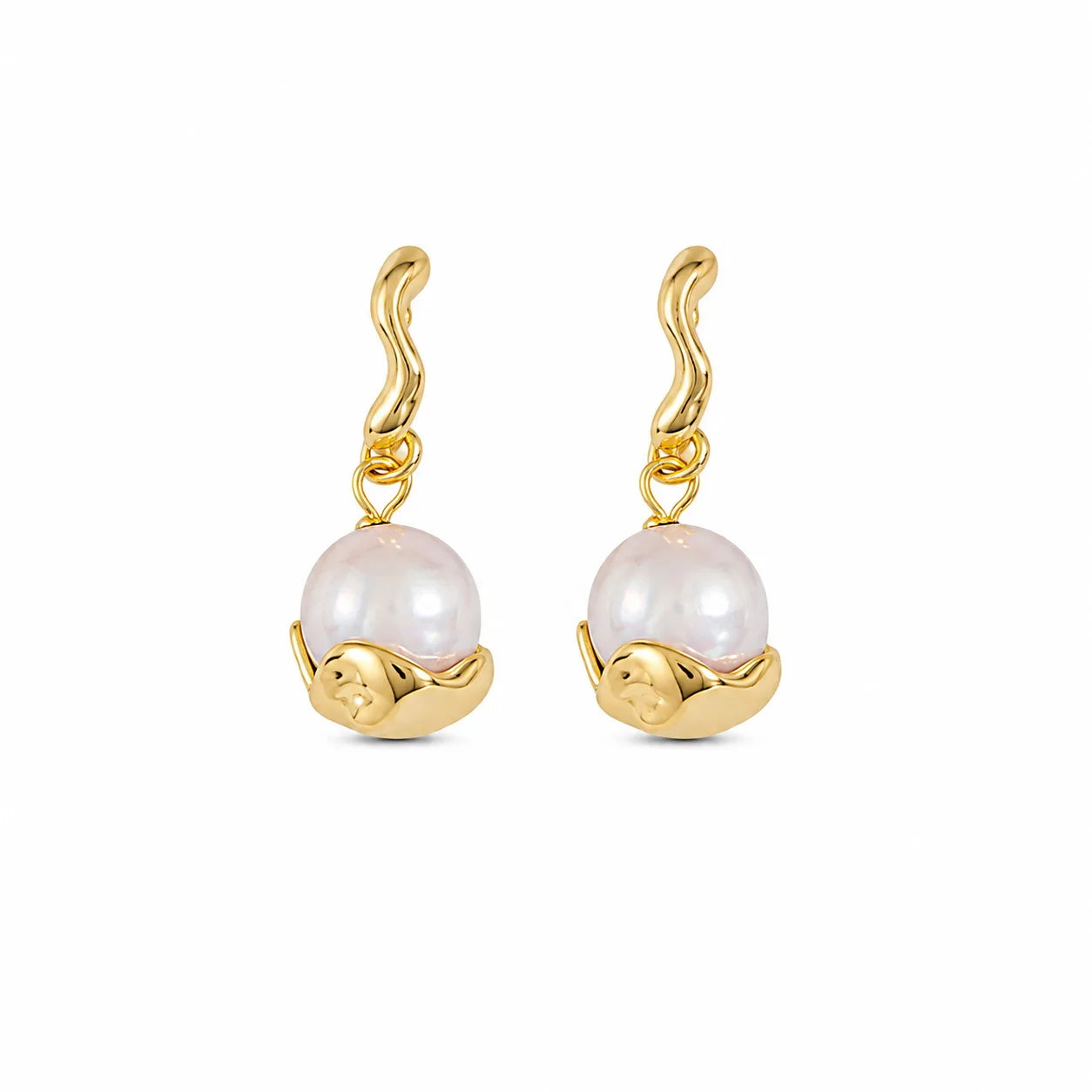 Fashion Freshwater Pearl S925 Silver 18K Gold Plated Drop Earrings for Girls Elegant Jewelry for Women Ladies Wholesale Bulk