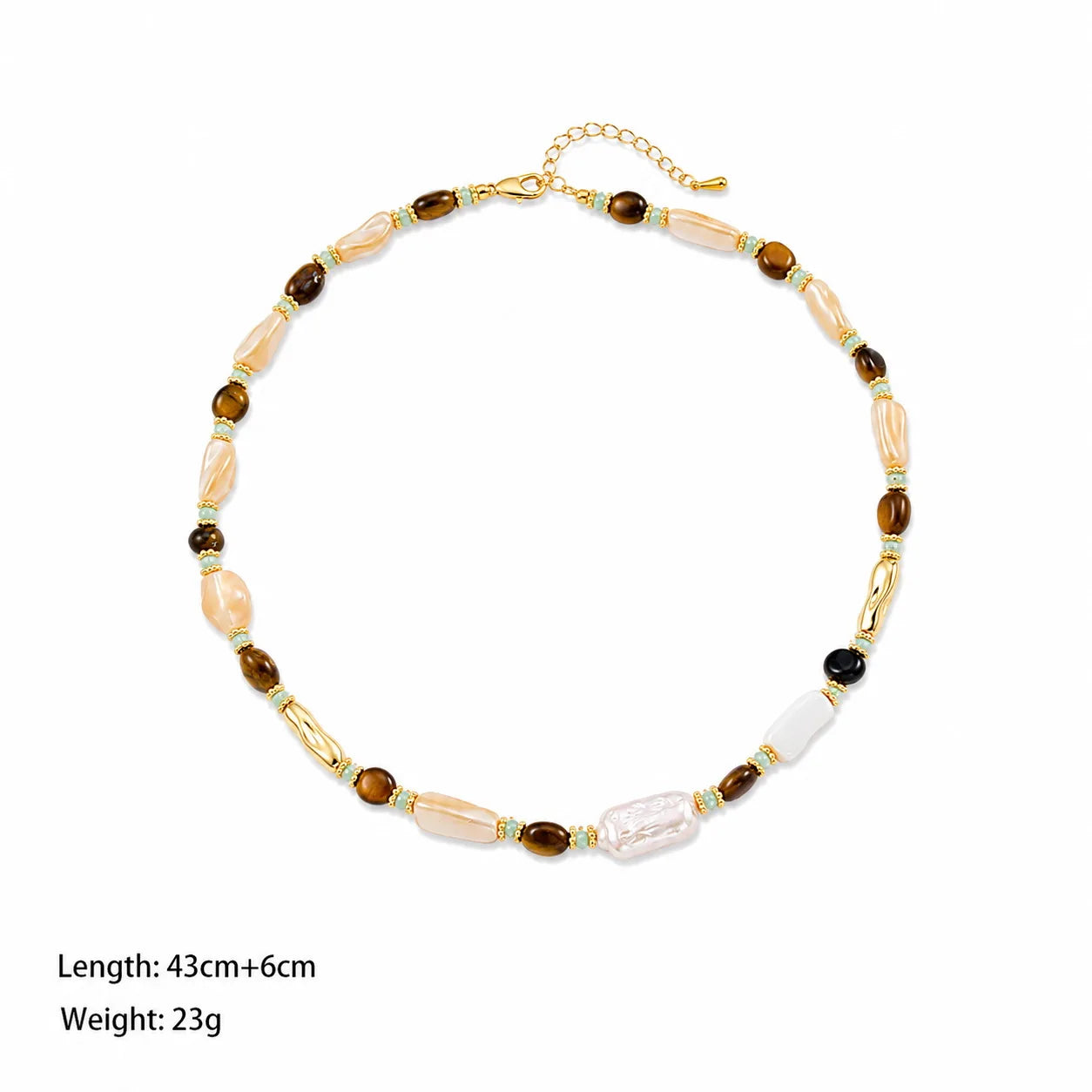 Fashion Tiger Eye Stone Baroque Pearl Mother of Pearl Necklaces for Girls Elegant Jewelry for Women Ladies Wholesale Bulk