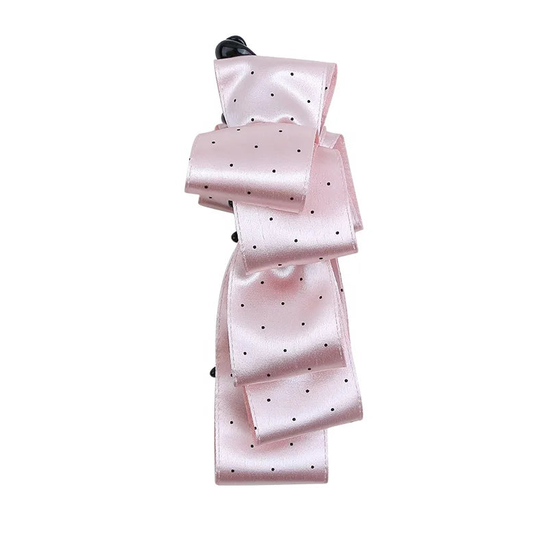 Pink White Polka Dot Hair Clips for Women Satin Banana Clips Custom Sweet Elegant Korean Girl Fashion Hair Accessories Wholesale
