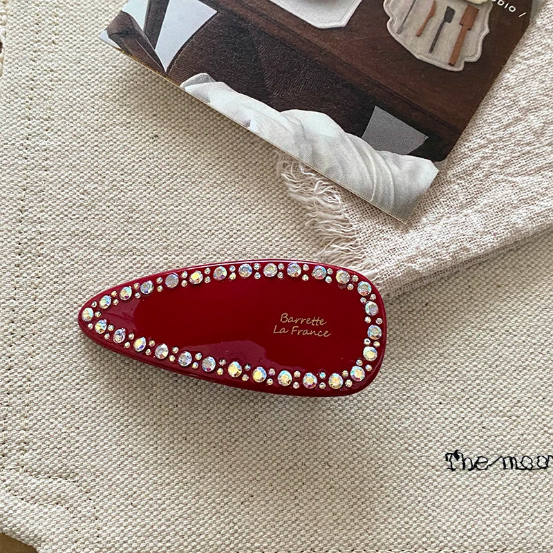Exquisite Elegant Crystal Hair Clips Teardrop Shape Barrette French Fashion Hairpins Hair Accessories for Women Girls Wholesale