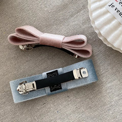 Fashion Trendy Lustrous Solid Color Hair Clips for Girls Elegant Sweet Barrette for Women Ladies Hair Accessories Female Bowknot