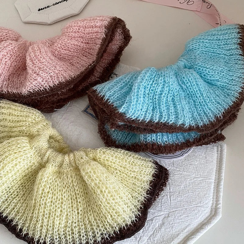 Women Solid Color Oversized Warm Yarn Thick Thin Hair Scrunchies Fashion Simple Customized in Stock Female Hair Ties Accessories