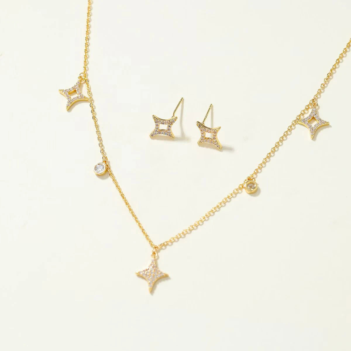 Luxury Refined Charms Elegant Sweet Necklaces for Girls Cute Glamorous Stud Earrings Jewelry Sets for Women Ladies Accessories