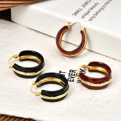 Women's  Copper Hoop Earrings Retro Oil Dropping Round Fashion Earrings Light Simple Elegant Earrings for Party Casual Wholesale