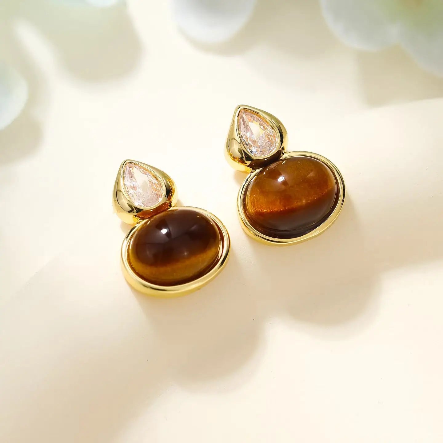 Fashion Leopard Vintage Amber Drop Earrings for Girls Elegant Dainty Luxury Jewelry for Women Ladies Accessories Stylish