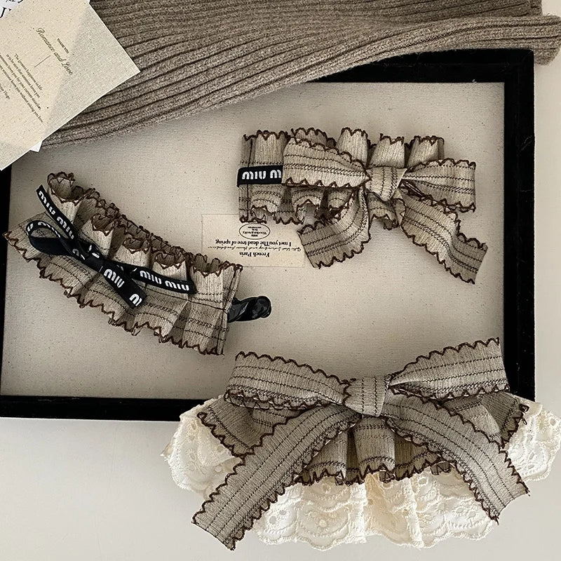 Elegant Lace Ribbon Barrette with Bow and Ruffles Hair Clips for Women Original Design Banana Clip Fashion Hair Accessories Bulk