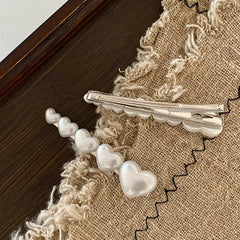 Hot Sale White Solid Color Heart Hair Ties Alligator Clips Accessories Set Elegant Fashionable Scrunchy Hairpins for Women