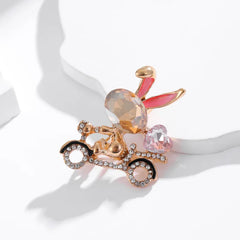 Fashion Glitter Rhinestone Rabbit Animals Sparking Brooches for Girls Trendy Stylish Pins Jewelry for Women Ladies Accessories