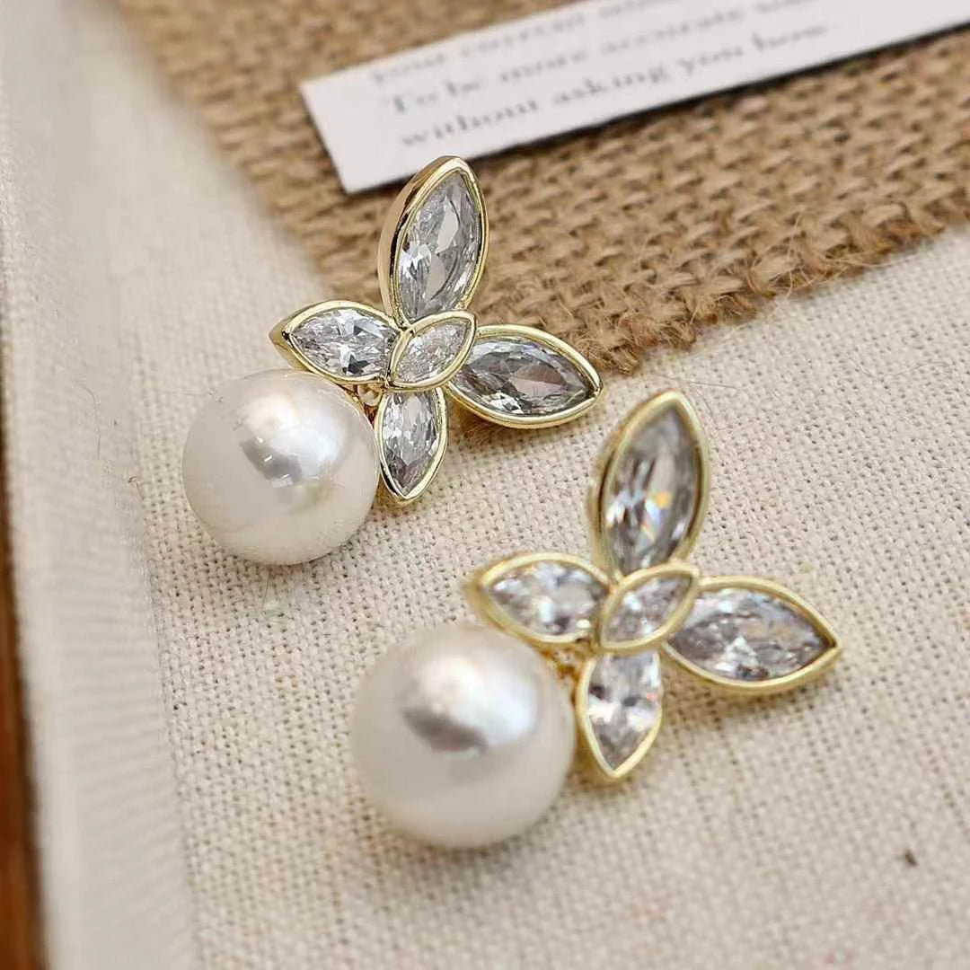 Girls Bow Imitation Pearl Rhinestone Small Drop Earring Elegant Graceful Affordable Lightweight Bulk Jewelry Accessory for Daily