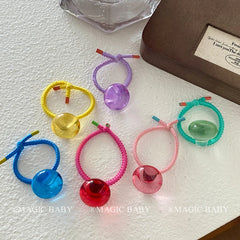 Hot Sale Kids Elastic Scrunchies Durable Ponytail Hold Solid Color Fashionable Daily Hair Ties Accessory Sweet Simple Bulk Stock
