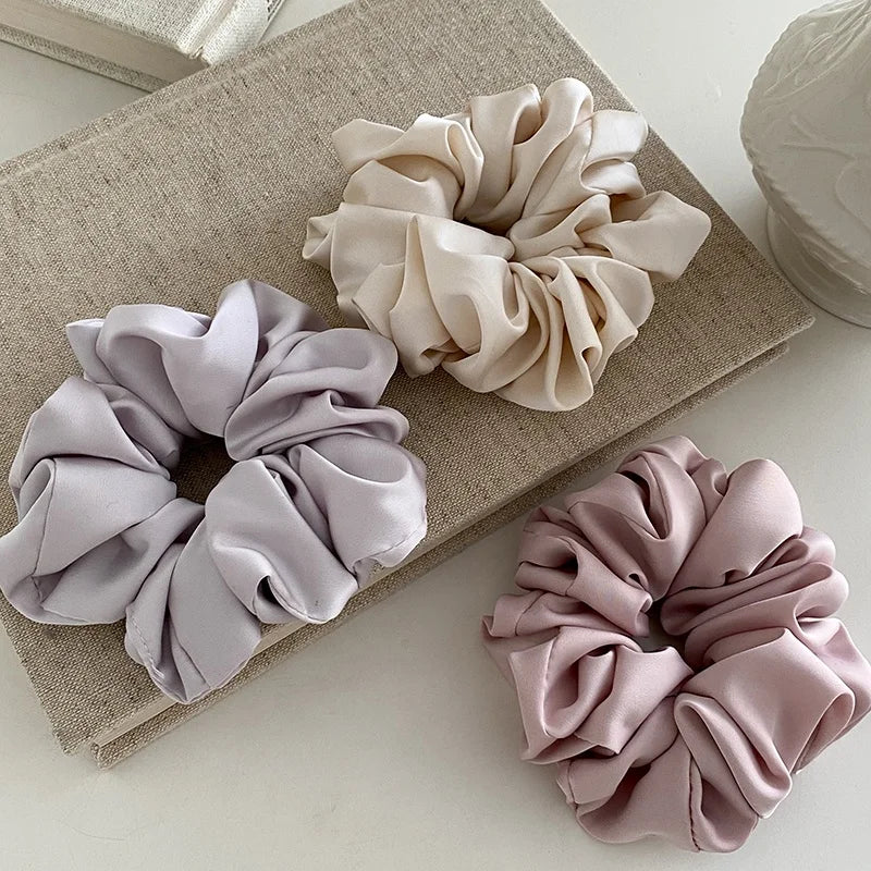 Women Large Solid Color Ponytail Holder Scrunchies Fashion Elegant Simple Wholesale in Store Hair Ties Accessories for Daily Use