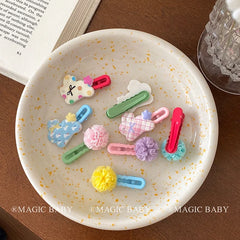 High Quality Kids Cartoon Candy Color Small Alligator Hairpins Sweet Cute Fabric Accessory for Children's Daily Use Wholesale