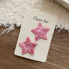 Solid Color Glitter Alloy Hair Clips for Kids Cute 5cm Snap Hair Accessories Fashionable and Sweet for Baby Girls Teens