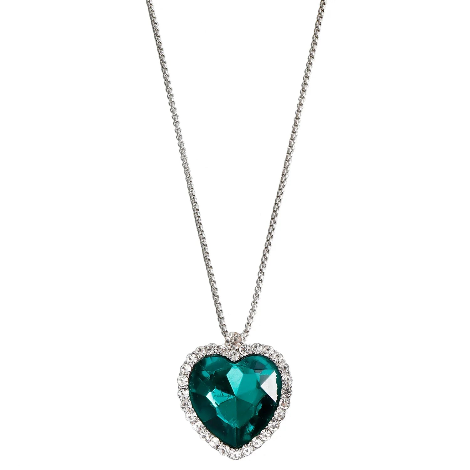 Fashion Trendy Stylish Glitter Heart Shaped Sparkle Necklaces for Girls Rhinestone Glamorous Jewelry for Women Ladies Accessory