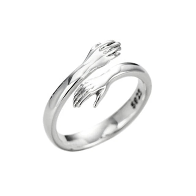 Love Embrace Couple Rings Gold Silver Korean Style Simple Fashion Open Ring Customizable Jewelry for Gift Wholesale Accessories